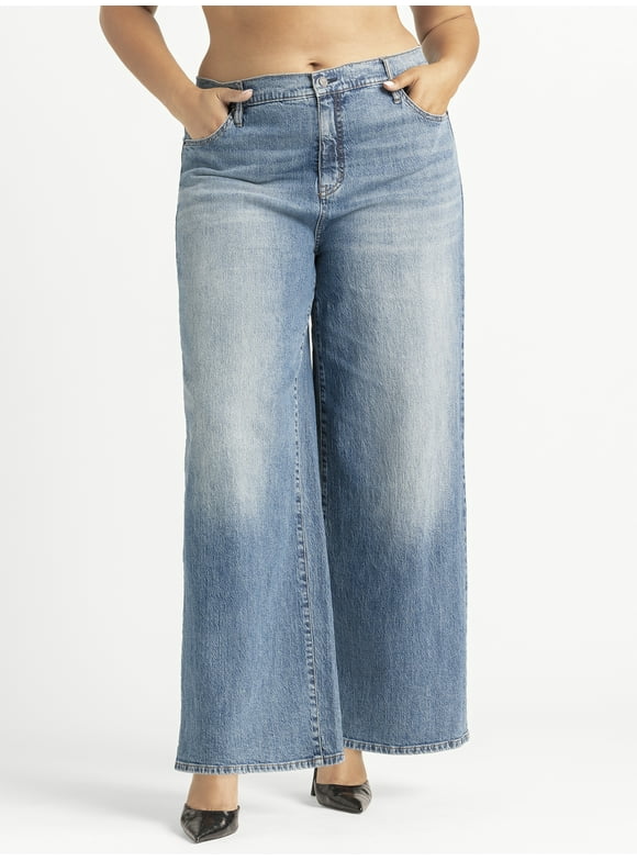 Women's and Women's Plus Freesia Wide Leg Jeans, 30", 32", and 34" Inseams, Sizes 2-24W