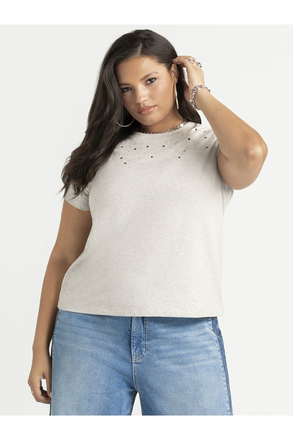 Women's Plus Kortnee Studded T-Shirt, Sizes 0X-4X