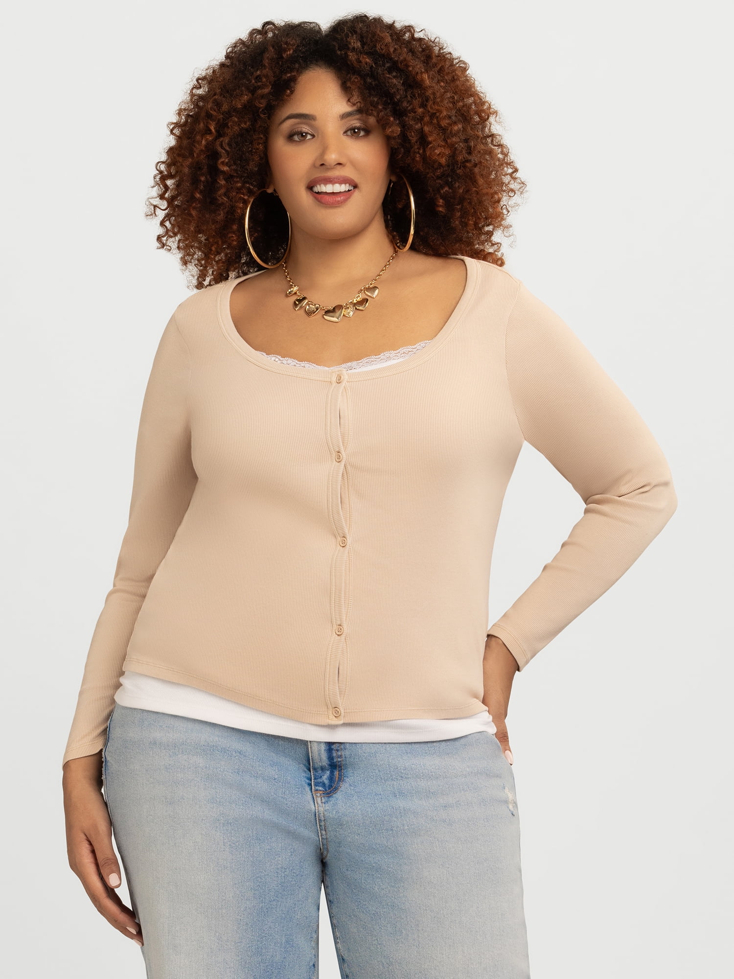 Jessica Simpson Women's Plus Manuela Layered Look Top, Sizes 0X-4X