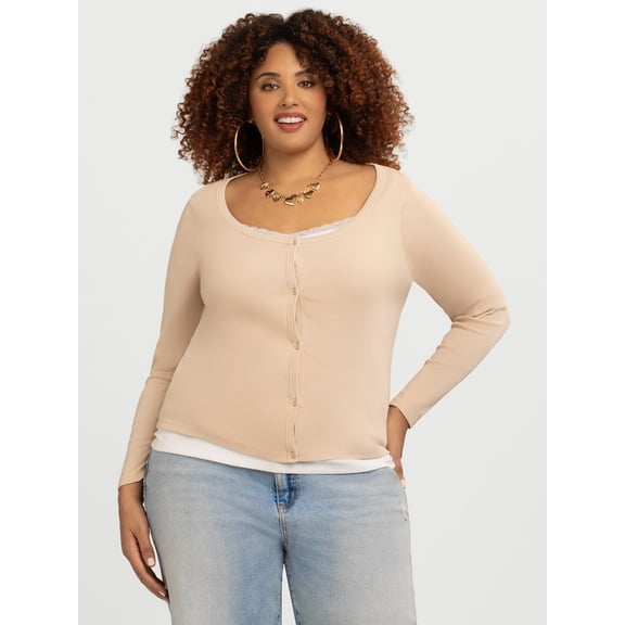 Jessica Simpson Women's Plus Manuela Layered Look Top, Sizes 0X-4X
