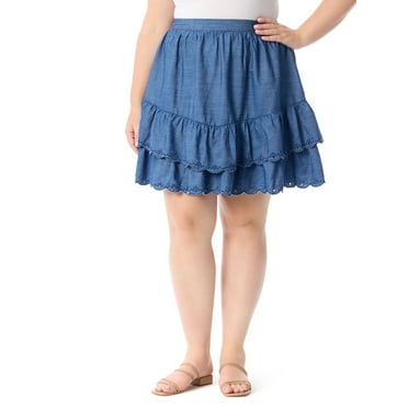 Jessica Simpson Women's Plus Maren Ruffle Mini Tiered Skirt, Sizes 0X-5X