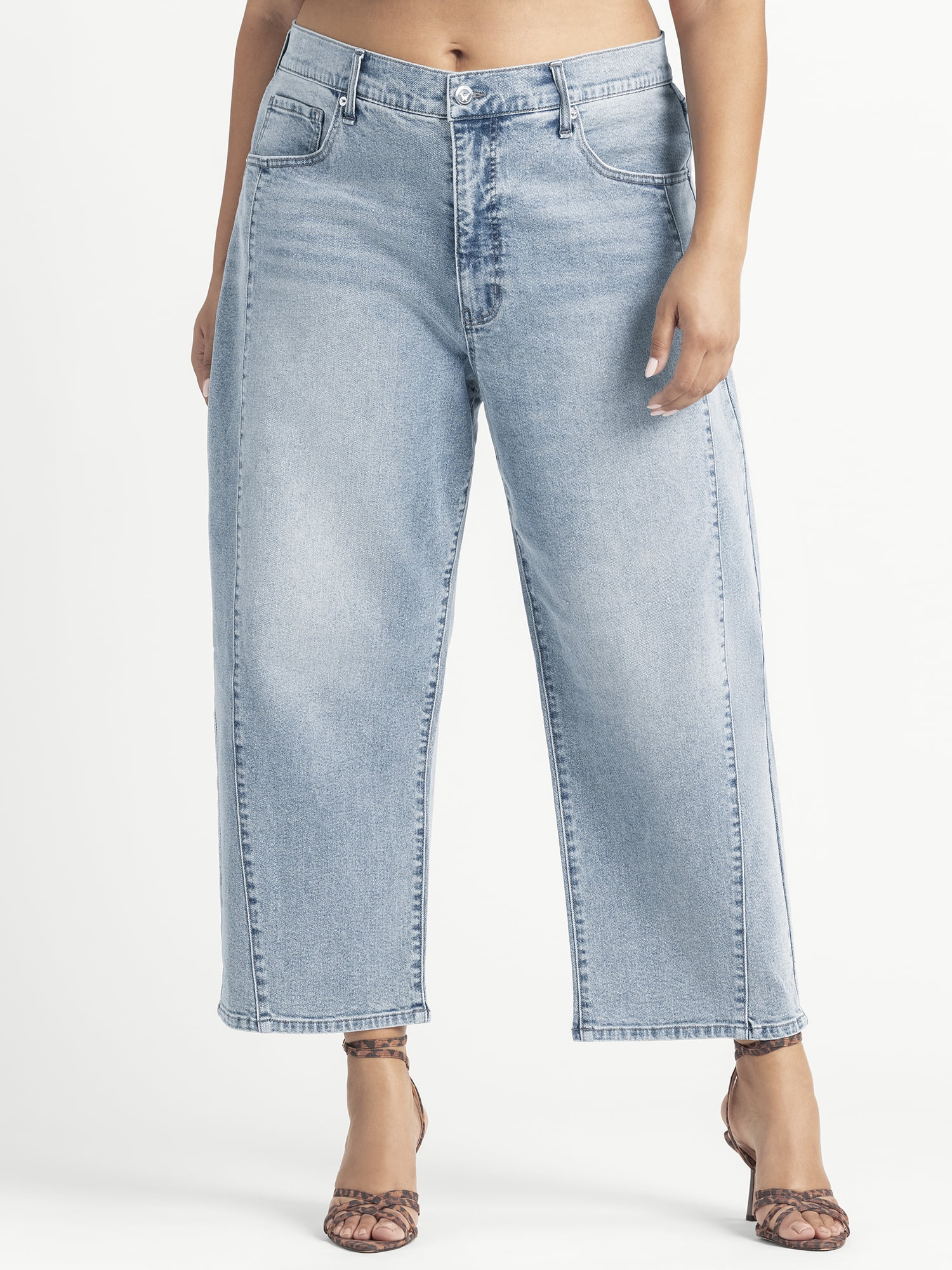 Jessica Simpson Women's and Women's Plus Myrtle Barrel Leg Jeans, Sizes 2-24W