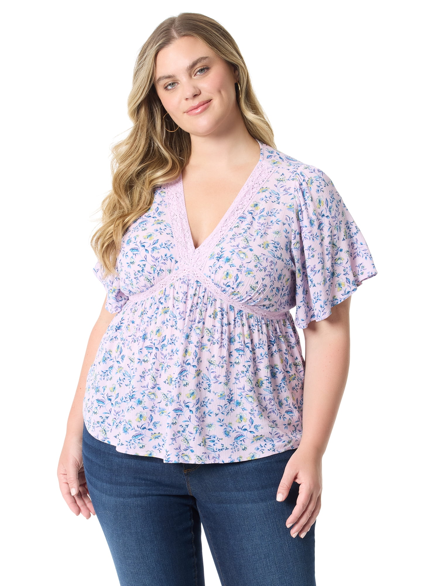 Jessica Simpson Women's Plus Oakleigh Baby Doll Peplum Top, Sizes 0X-5X