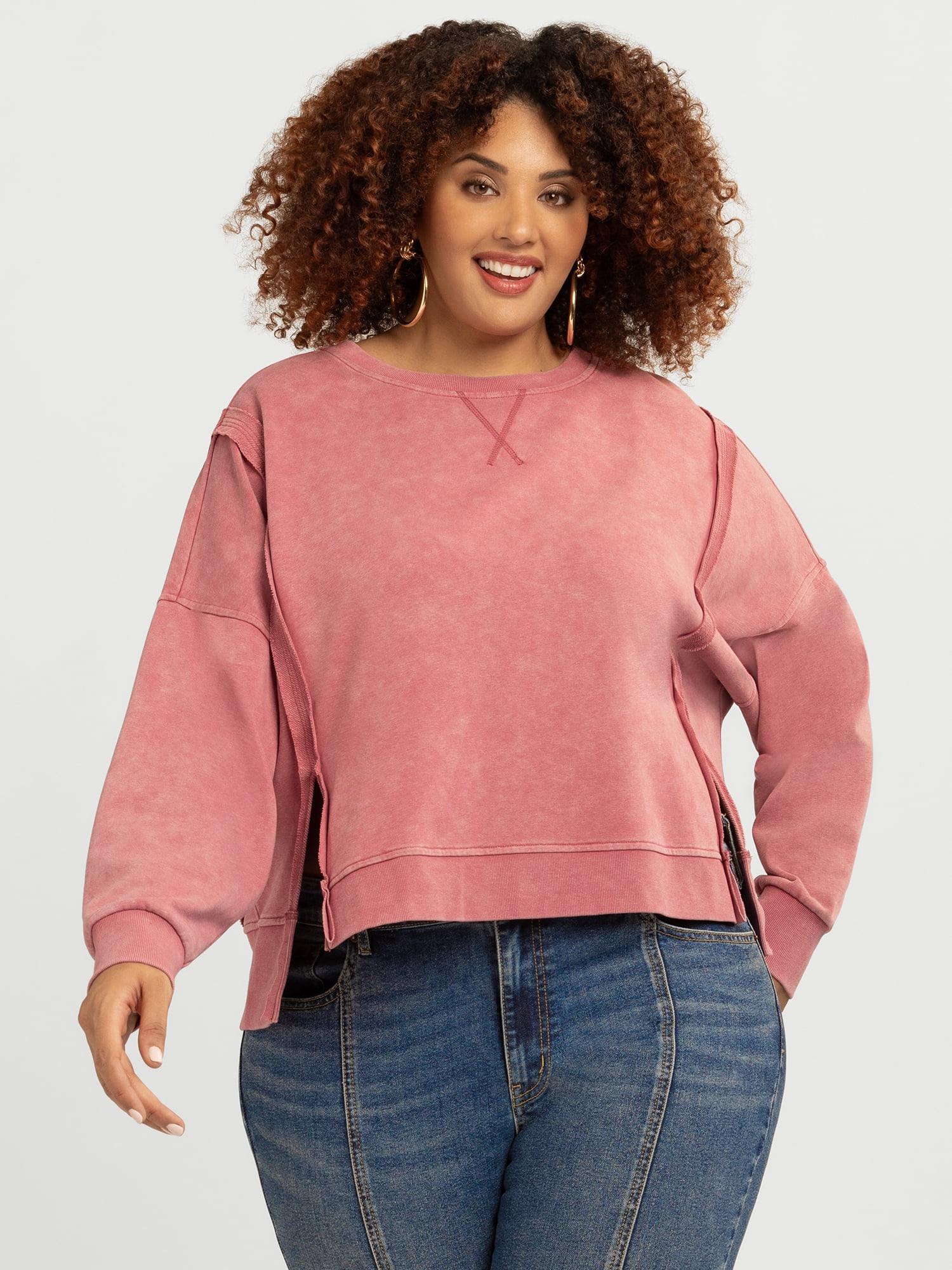 Jessica Simpson Women's Philomenia Knit Denim Pullover Top, Sizes XS-4X
