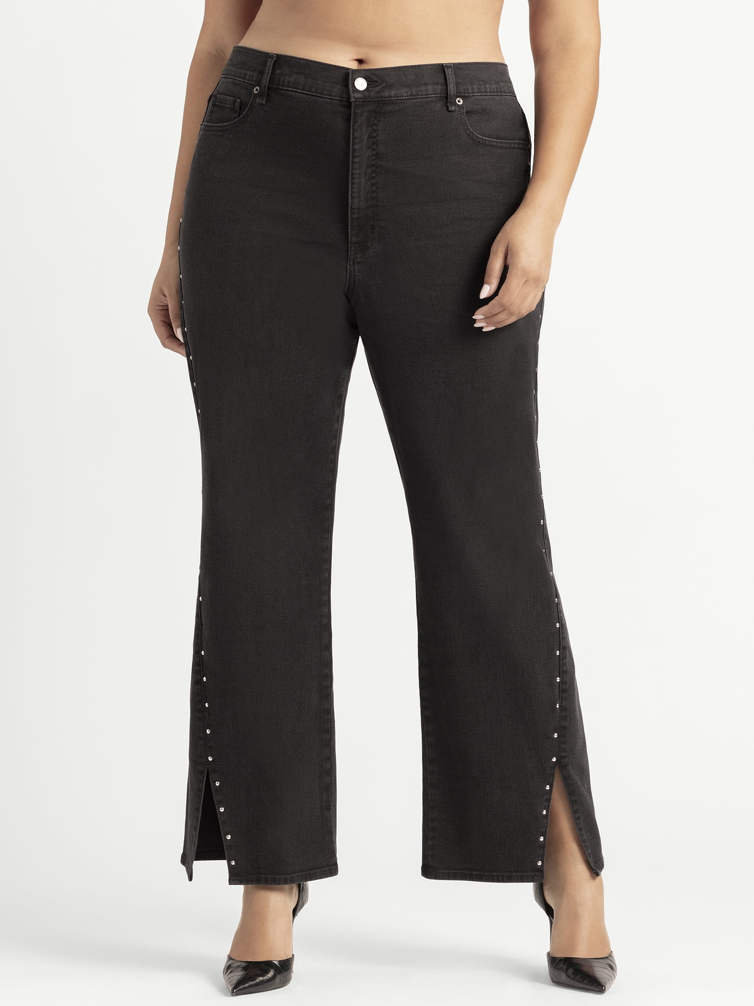 Jessica Simpson Women's Plus Rosa Mid Rise Relaxed Straight Jeans