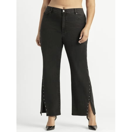 Jessica Simpson Women's Plus Rosa Mid Rise Relaxed Straight Jeans, Sizes 16W-24W