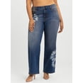 thumbnail image 1 of Jessica Simpson Women's Plus Rosa Print Mid Rise Relaxed Straight Leg Jeans, 32.5" Inseam, Sizes 16W-24W, 1 of 6