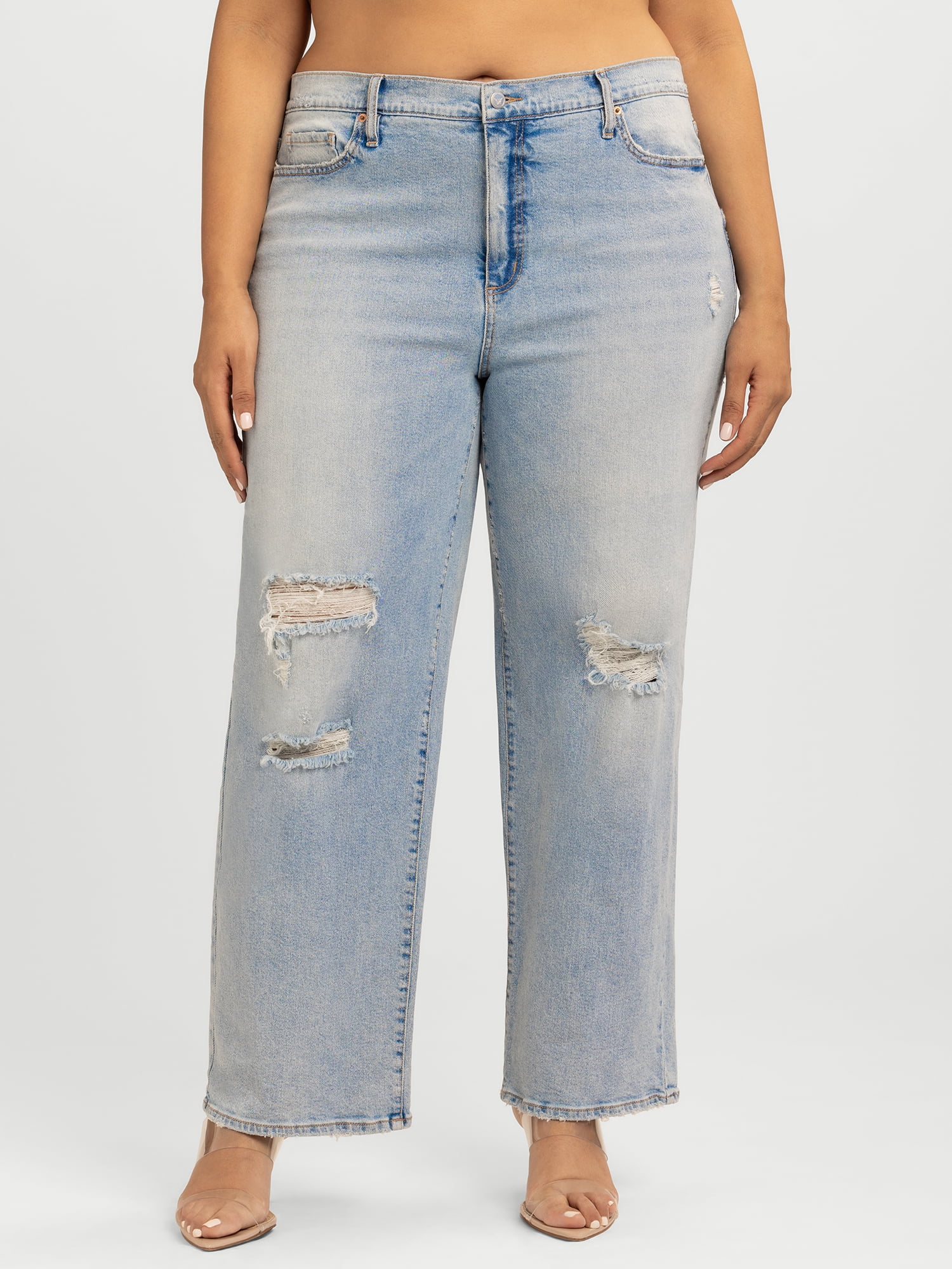 Women's and Women's Plus Size Rosa Mid Rise Relaxed Straight Leg Jeans, 31.5" Inseam, Sizes 2-24W