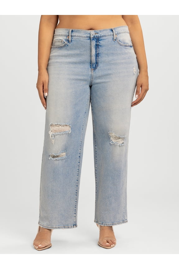 Women's and Women's Plus Size Rosa Mid Rise Relaxed Straight Leg Jeans, 31.5" Inseam, Sizes 2-24W