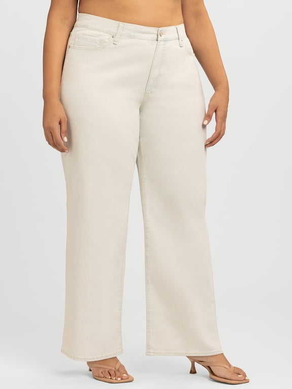 Women's and Women's Plus Rosa Print Mid Rise Relaxed Straight Leg Jeans, 32.5" Inseam, Sizes 2-24W