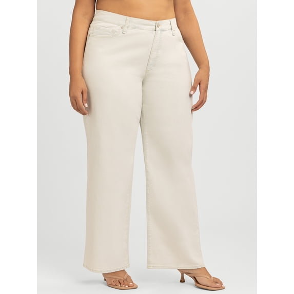 Jessica Simpson Women's Plus Rosa Mid Rise Relaxed Straight Leg Jeans, 32.5" Inseam, Sizes 16W-24W