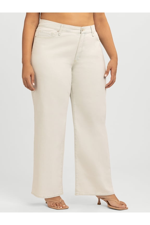 Women's Plus Rosa Mid Rise Relaxed Straight Leg Jeans, 32.5" Inseam, Sizes 16W-24W