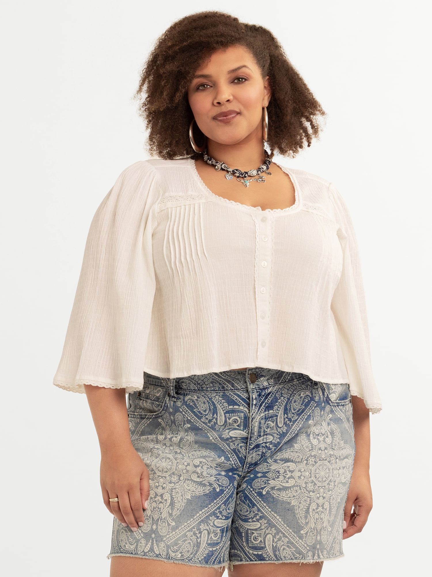 Jessica Simpson Women's Plus Fiesole Blouse, Sizes 0X-4X