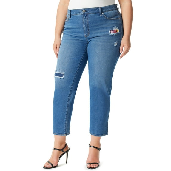 Jessica Simpson Women's Plus Size Aster Slim Straight High Rise Jeans