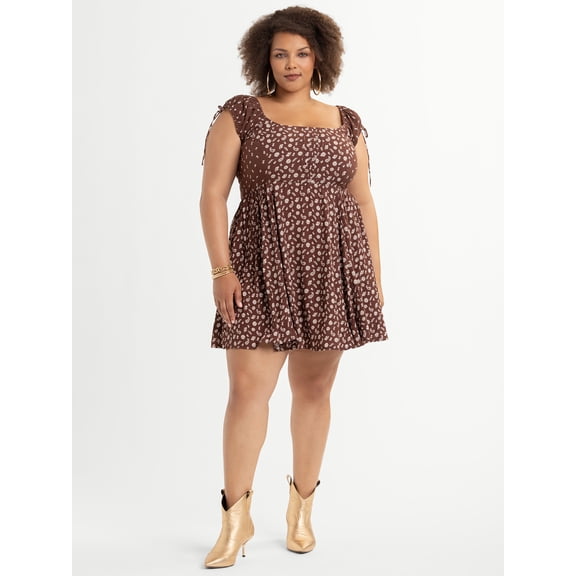 Jessica Simpson Women's Plus Size Aylani Smocked Mini Dress, Sizes 0X-4X