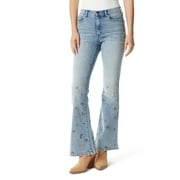 Jessica Simpson Women's and Women's Plus Daisy Fitted Flare Embroidered Jeans, Sizes 2-26W