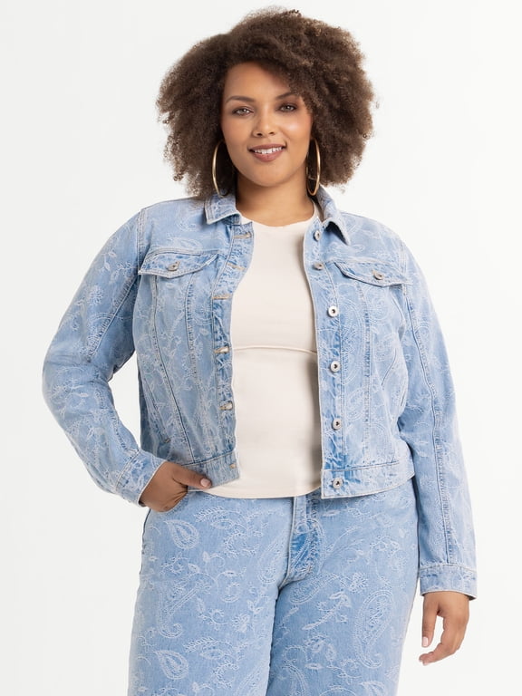 Women's Plus Size Denim Trucker Jacket , Sizes 0X-4X