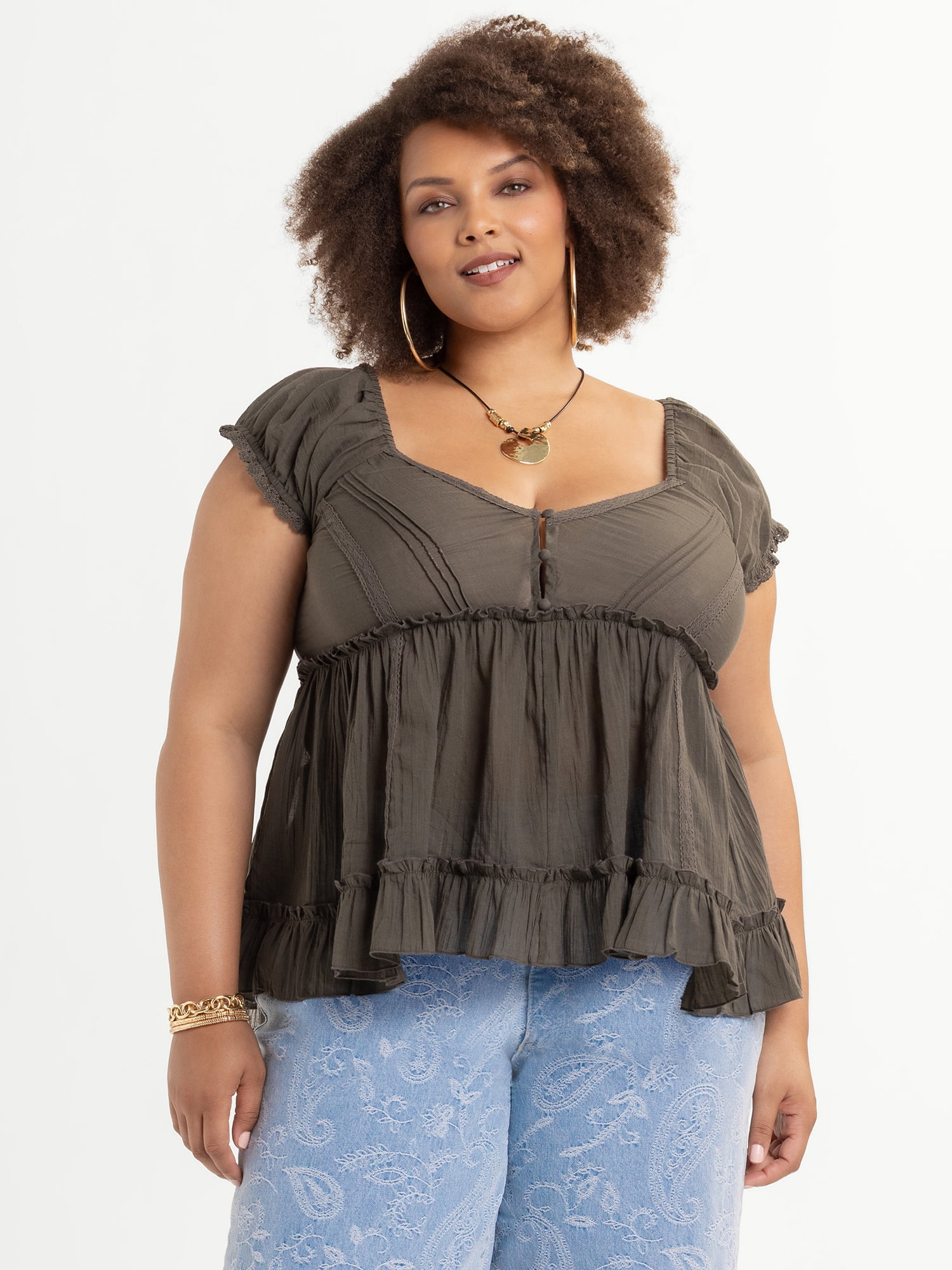 Jessica Simpson Women's Plus Size Saphire Shirt, Sizes 0X-4X