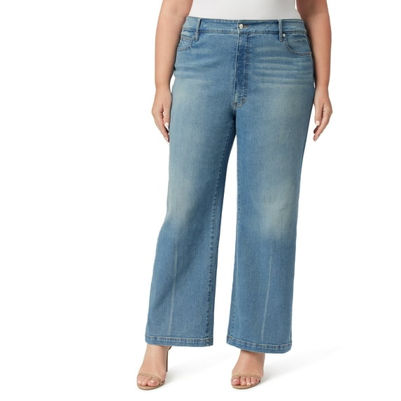 Jessica Simpson Women's and Women's Plus High Rise Wide Leg Jeans, Sizes 2-24W