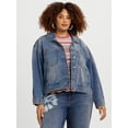thumbnail image 1 of Jessica Simpson Women's Plus Swing Denim Jacket with Back Pleat, Sizes 0X-4X, 1 of 5