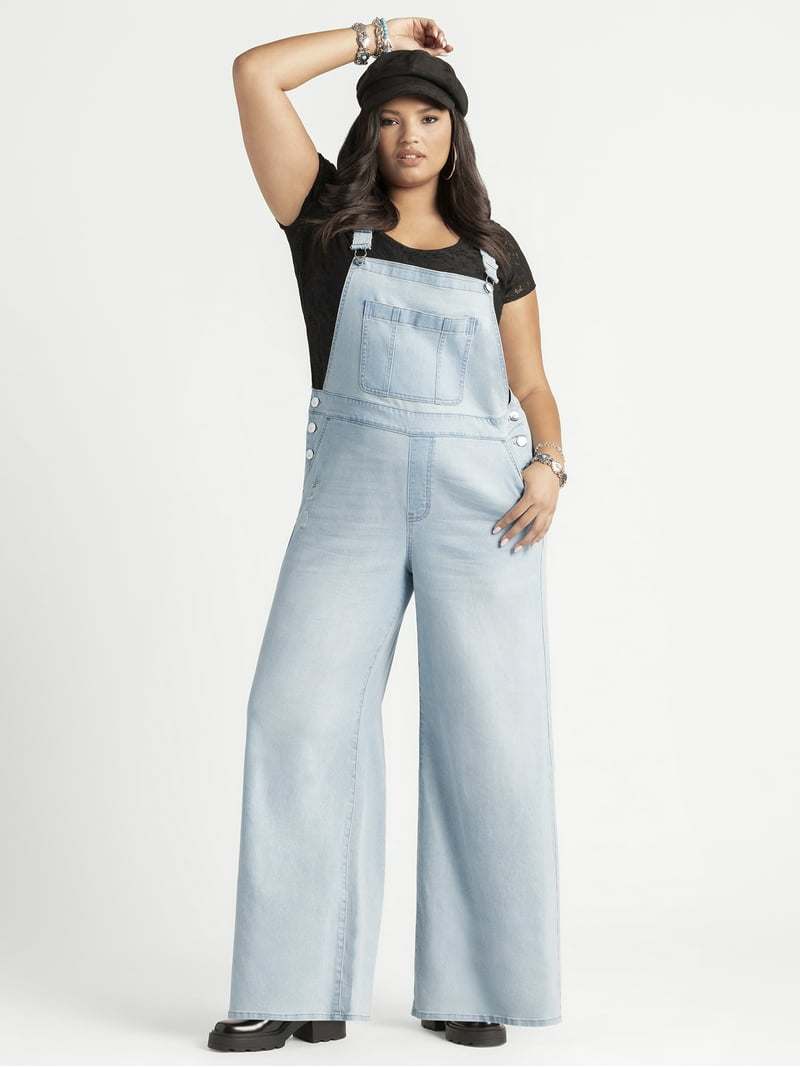 ゆみゆみ Jessica Simpson Women's Plus Wide Leg Overalls, 31.5