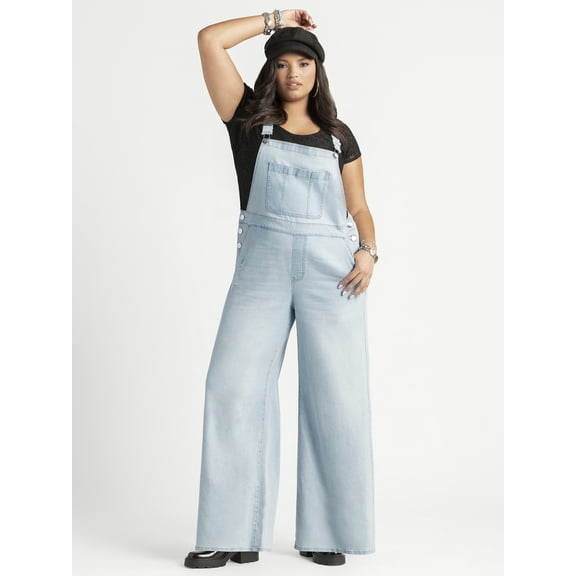 Jessica Simpson Women's Plus Wide Leg Overalls, 31.5" Inseam, Sizes 0X-4X