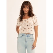 Jessica Simpson Womens and Womens Plus Quincy Crochet Tee, Sizes XS-4X