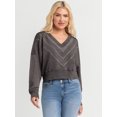 thumbnail image 1 of Jessica Simpson Women's and Women's Plus Rahmona Studded V-Neck Pullover Top, Sizes XS-4X, 1 of 6