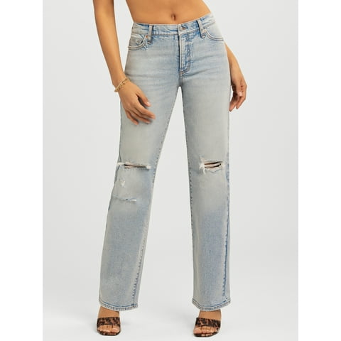 Women's Rosa Mid Rise Relaxed Straight Leg Jeans, 32.5" Inseam, Sizes 2-16