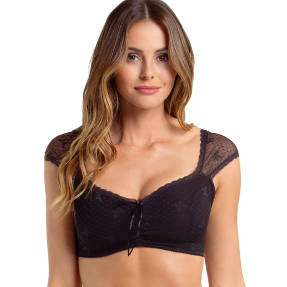 Jessica Simpson Women's Sheer Mesh Lace Cap Sleeve Bralette, Size S-XXXL