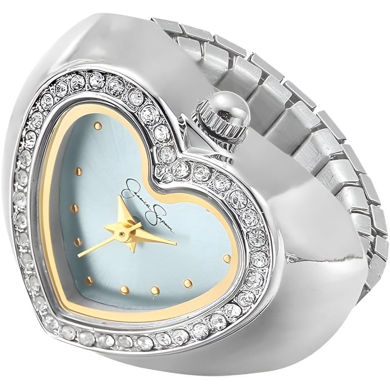 Silver Adjustable Ring Watch – Quartz Analog Mini Dial, Stretch Band Jessica Simpson Women main image 3