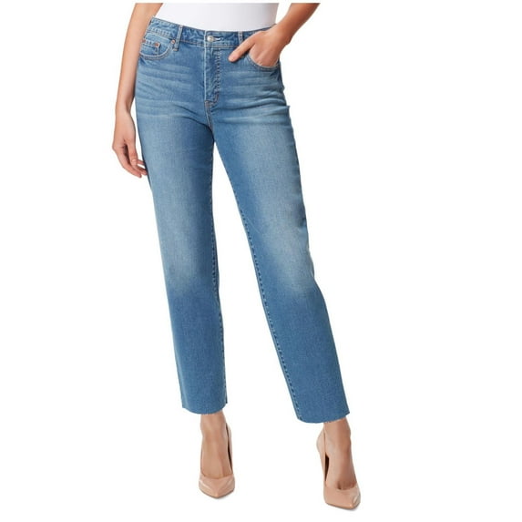Jessica Simpson Womens Spotlight Raw Hem Straight Leg Jeans, Blue, 29