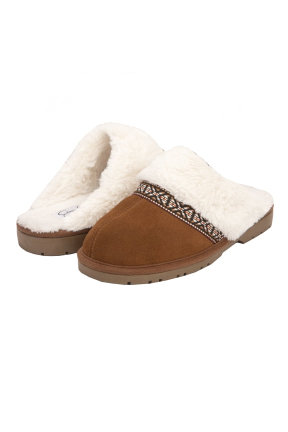 Women's Suede Plush Slip on Scuff House Slipper with Indoor/Outdoor Sole