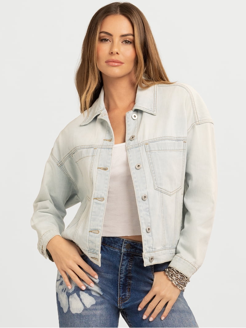 Jessica Simpson Women's Swing Denim Jacket with Back Pleat, Sizes