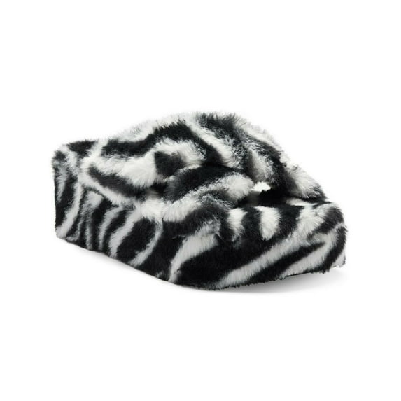 Jessica Simpson Women's Talulla Casual Cozy Slip On Slippers Animal Print B4HP (Black/White,7)