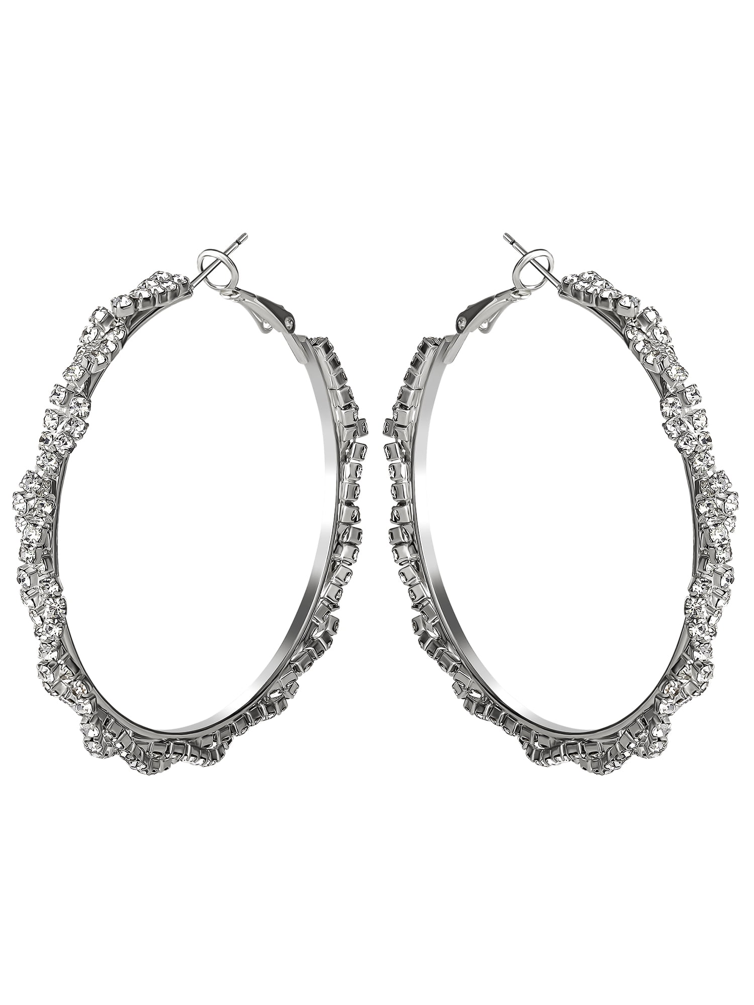 Jessica Simpson Women's Twisted Hoop Rhinestone Earrings