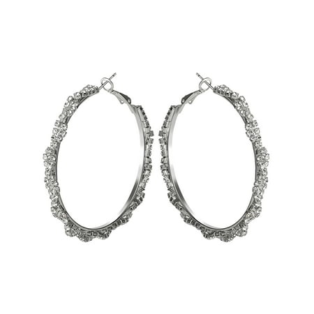 Jessica Simpson Women's Twisted Hoop Rhinestone Earrings