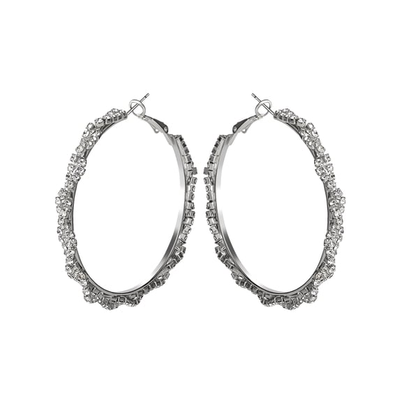 Jessica Simpson Women's Twisted Hoop Rhinestone Earrings