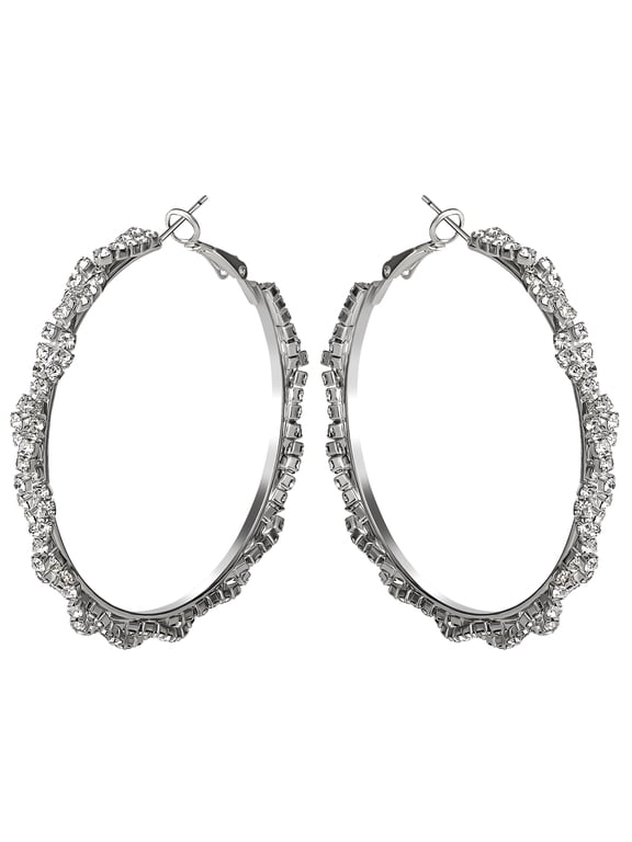 Women's Twisted Hoop Rhinestone Earrings