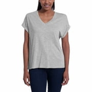 Jessica Simpson Womens V-Neck Soft Jersey Knit Top, Heather Gray XXL