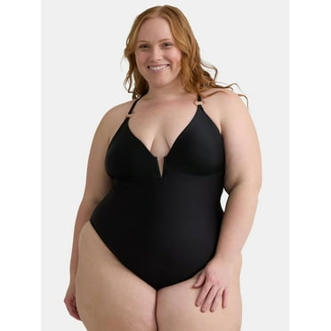 Jessica Simpson Women’s V Plunge with O Rings One Piece Swimsuit, Sizes XS-XXL