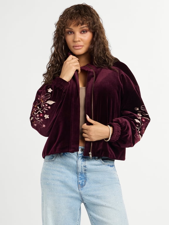 Women's Velvet Bomber, Sizes XS-XL