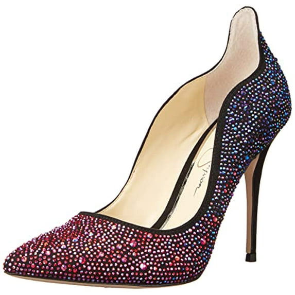 Jessica Simpson Women's Wayva Rhinestone Pumps, Black/Amethyst, 7.5