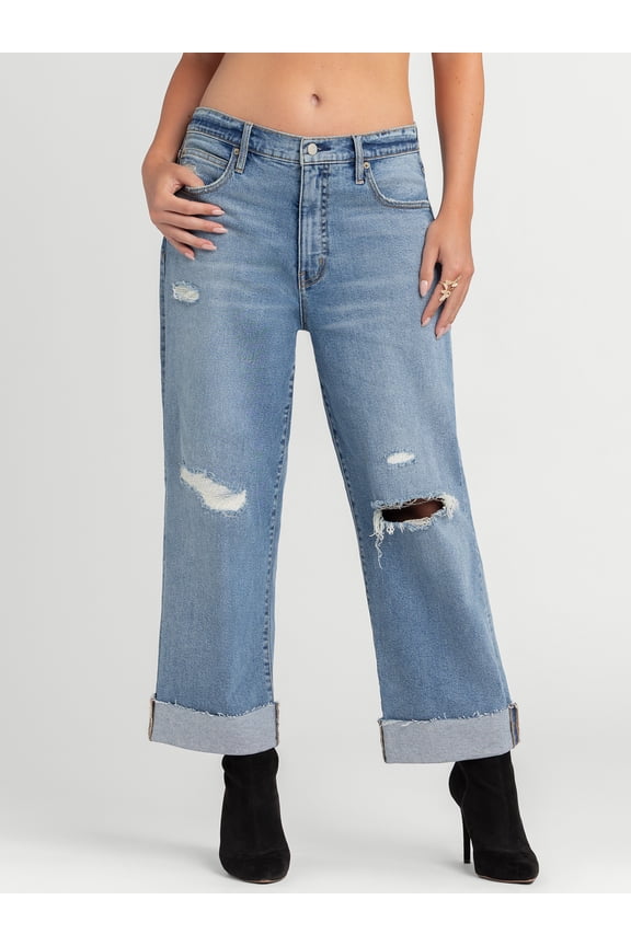 Women's and Women's Plus Zinnia Boyfriend Jeans, 25" Inseam, Sizes 2-24