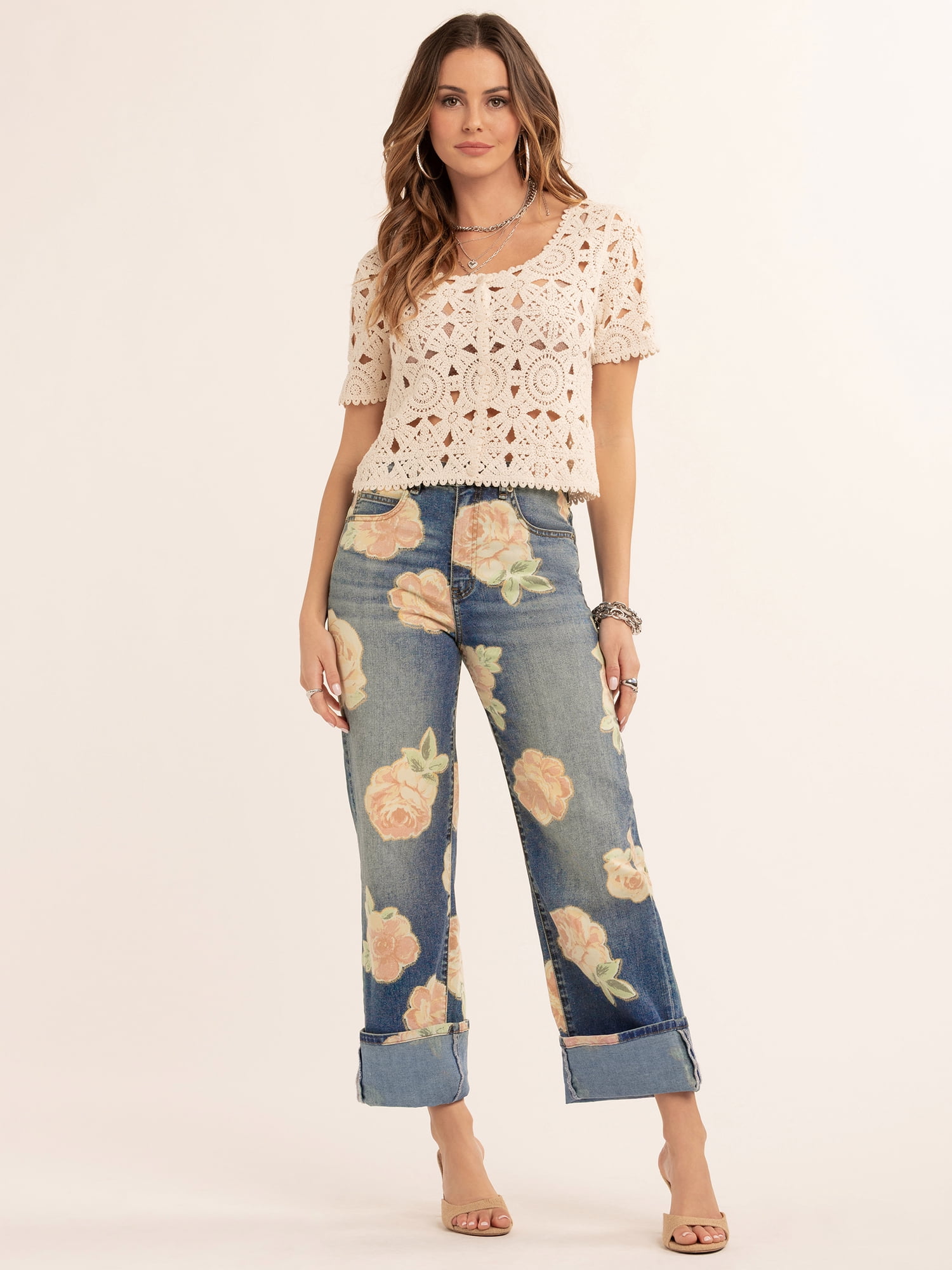 Jessica Simpson Women's Zinnia Wide Leg Boyfriend Jeans, Sizes 2-16
