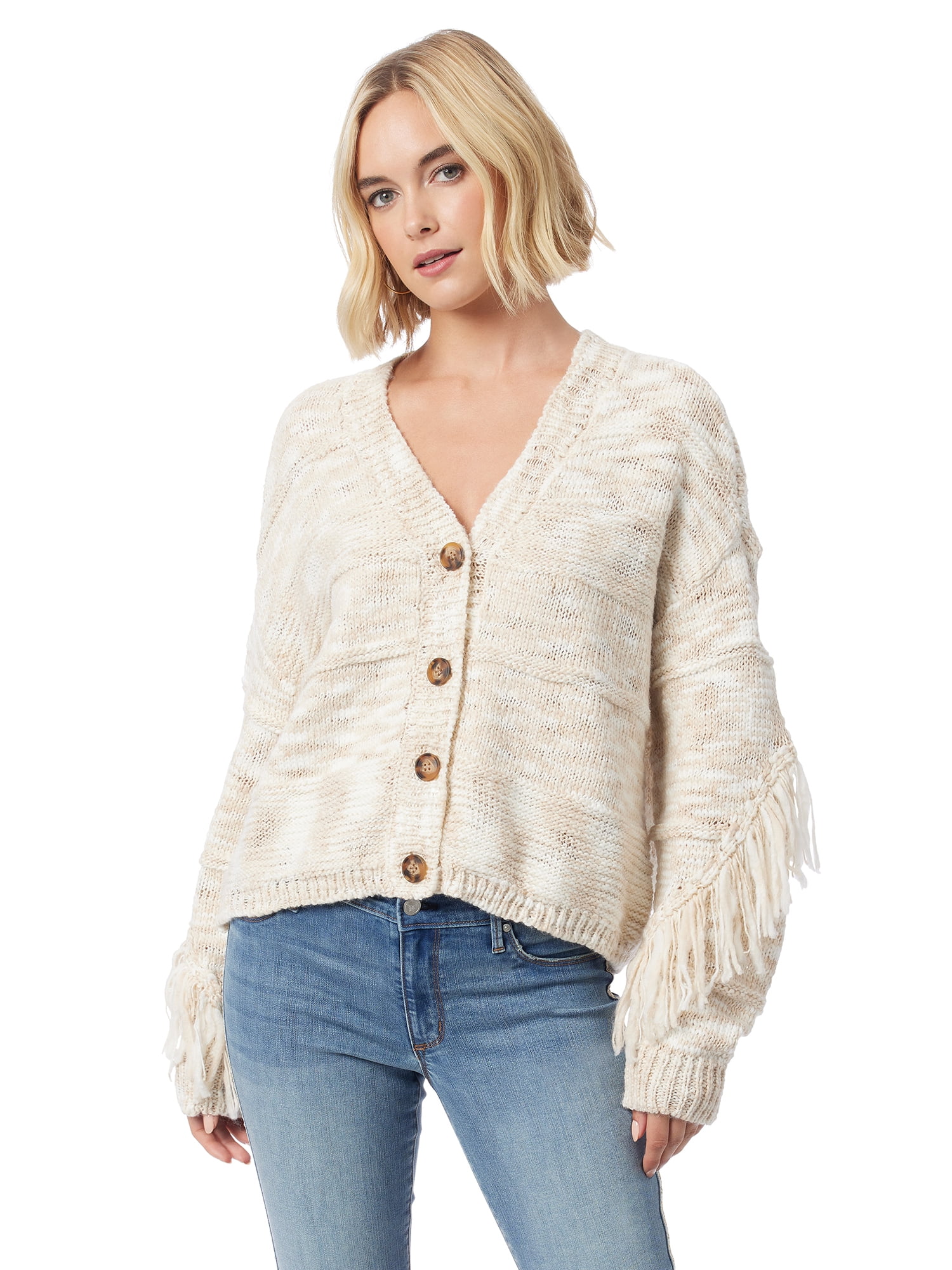 Jessica Simpson Women's and Women's Plus Aamina Fringe Cardigan Sweater, Sizes XS-4X