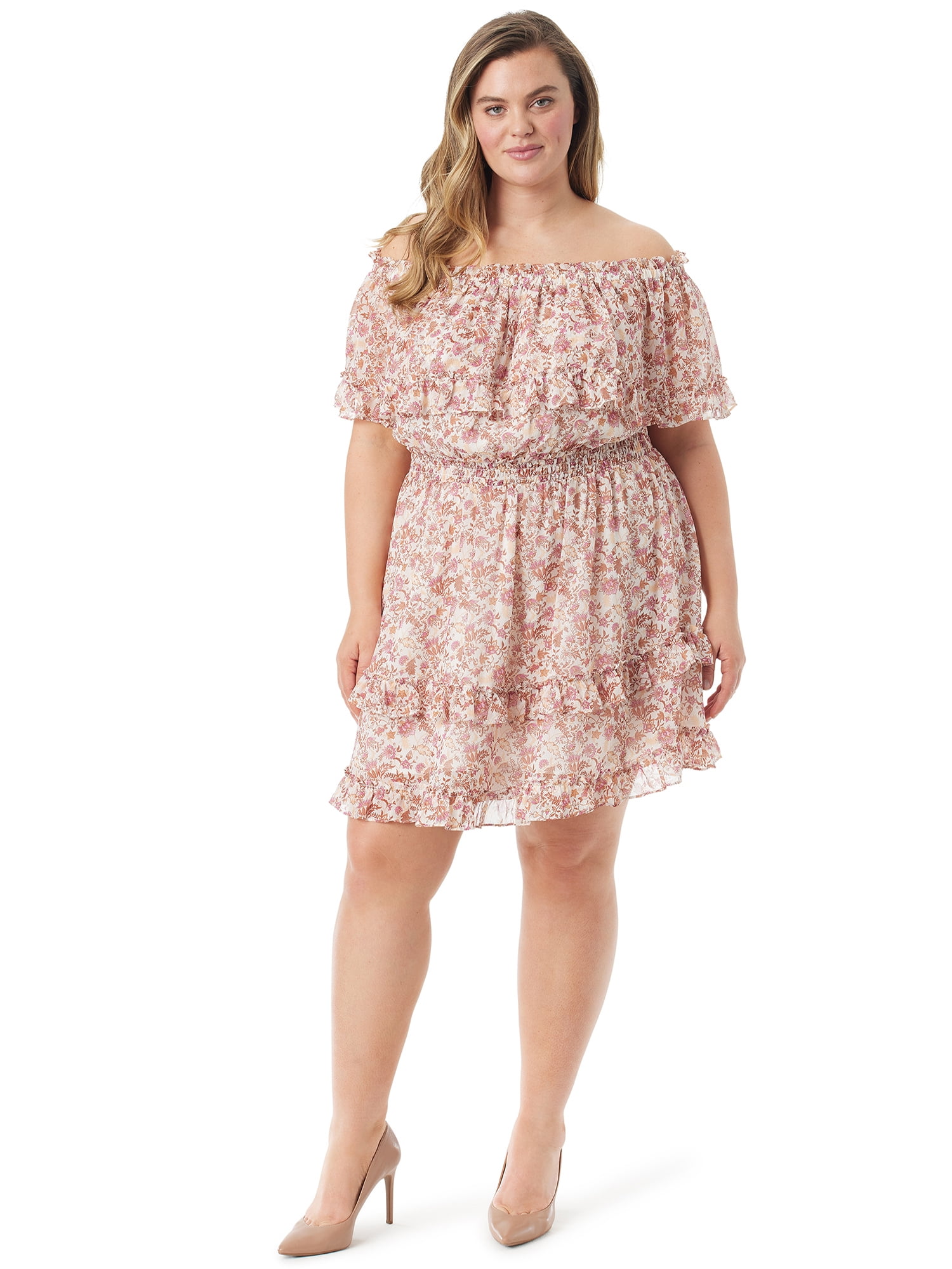 jessica simpson women's and women's plus amelia ruffle short dress Jessica Simpson Women's and Women's Plus Amelia Ruffle Short Dress
