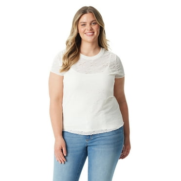 Jessica Simpson Women's and Women's Plus Indria Lace Tee, Sizes XS-5X