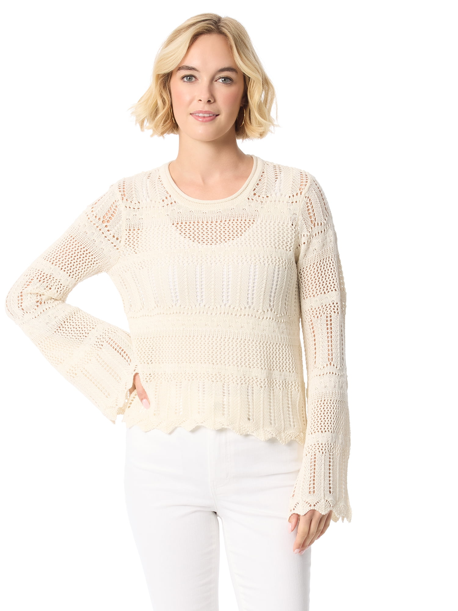 Jessica Simpson Women's and Women's Plus Pointelle Pullover, Sizes XS-5X