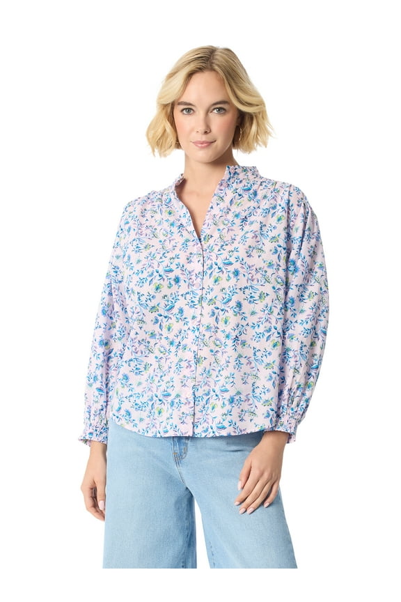 Women's and Women's Plus Rowen Button Front Shirt, Sizes XS-5X